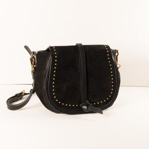 Rachael Zoe Black Suede Saddle Bag with Studs
